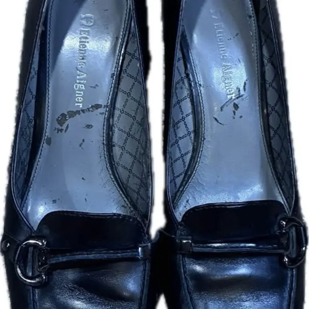 Etienne Aigner Black Buckle Loafers - Size 8M